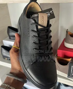 Men’S Triple Black Ecco Smart Casual Genuine Leather Sneaker