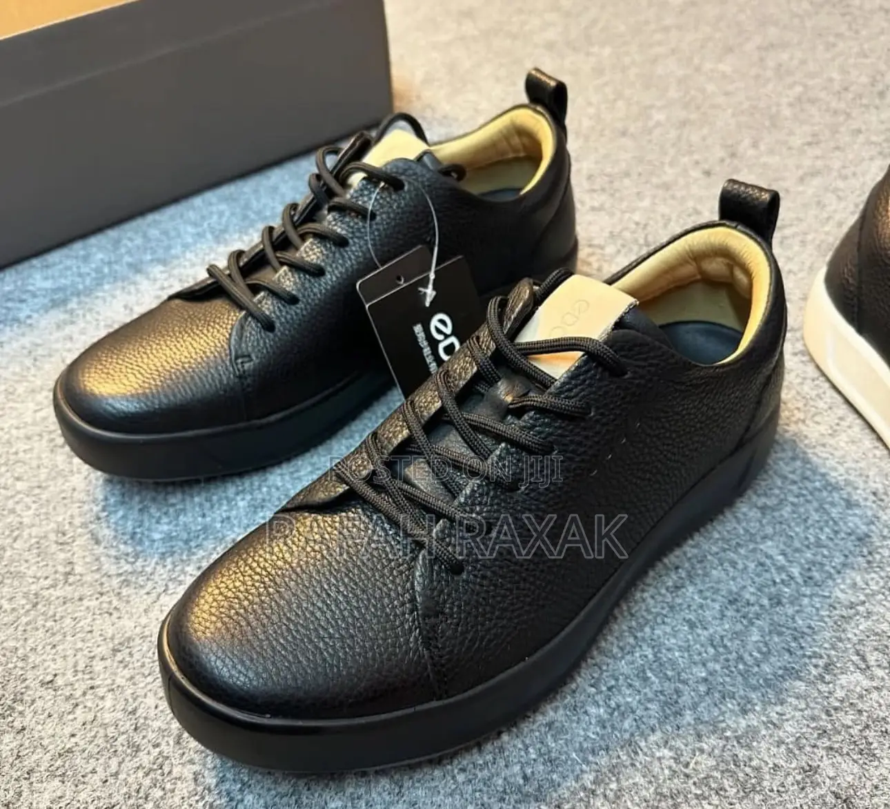 Men’S Triple Black Ecco Smart Casual Genuine Leather Sneaker