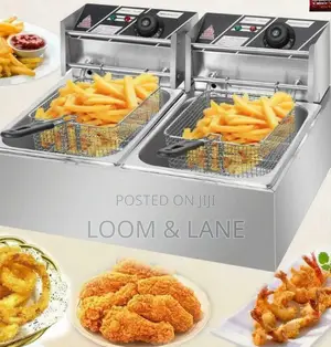 Pixel Commercial Double Deep Fryer, 12 Liters / 12l– Silver