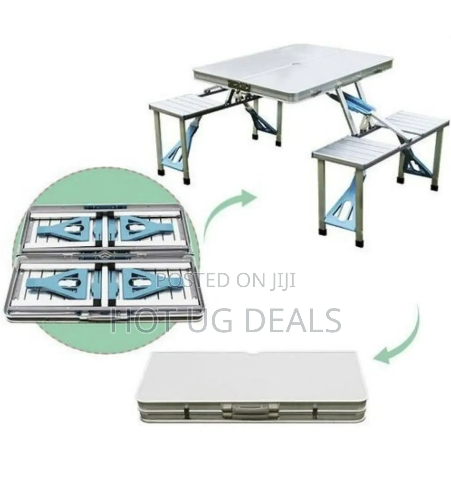 Foldable Camping Table  Tea Table With 4 Chairs Bench Seats