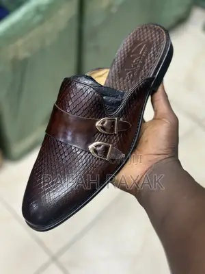 Men’S Luxury Brown Clarks Mules Half Leather Shoes