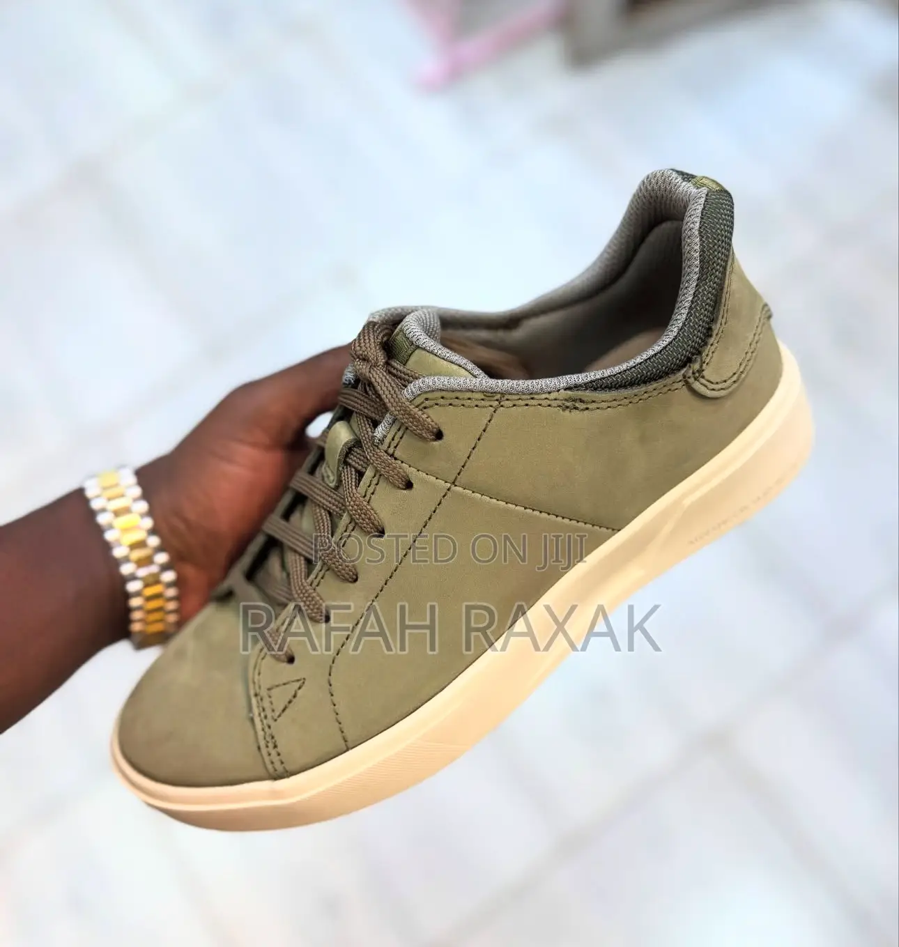 Classic Men’S Green Cat Smart Casual Premium Leather Sneaker