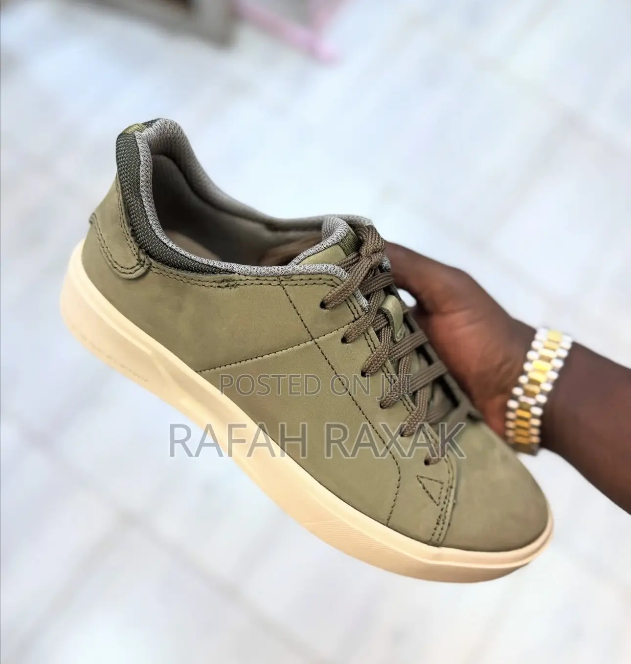 Classic Men’S Green Cat Smart Casual Premium Leather Sneaker