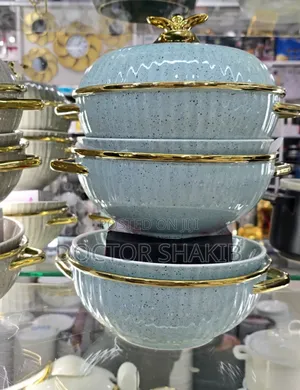 Gold Line Ceramic Serving Dishes - 3pcs
