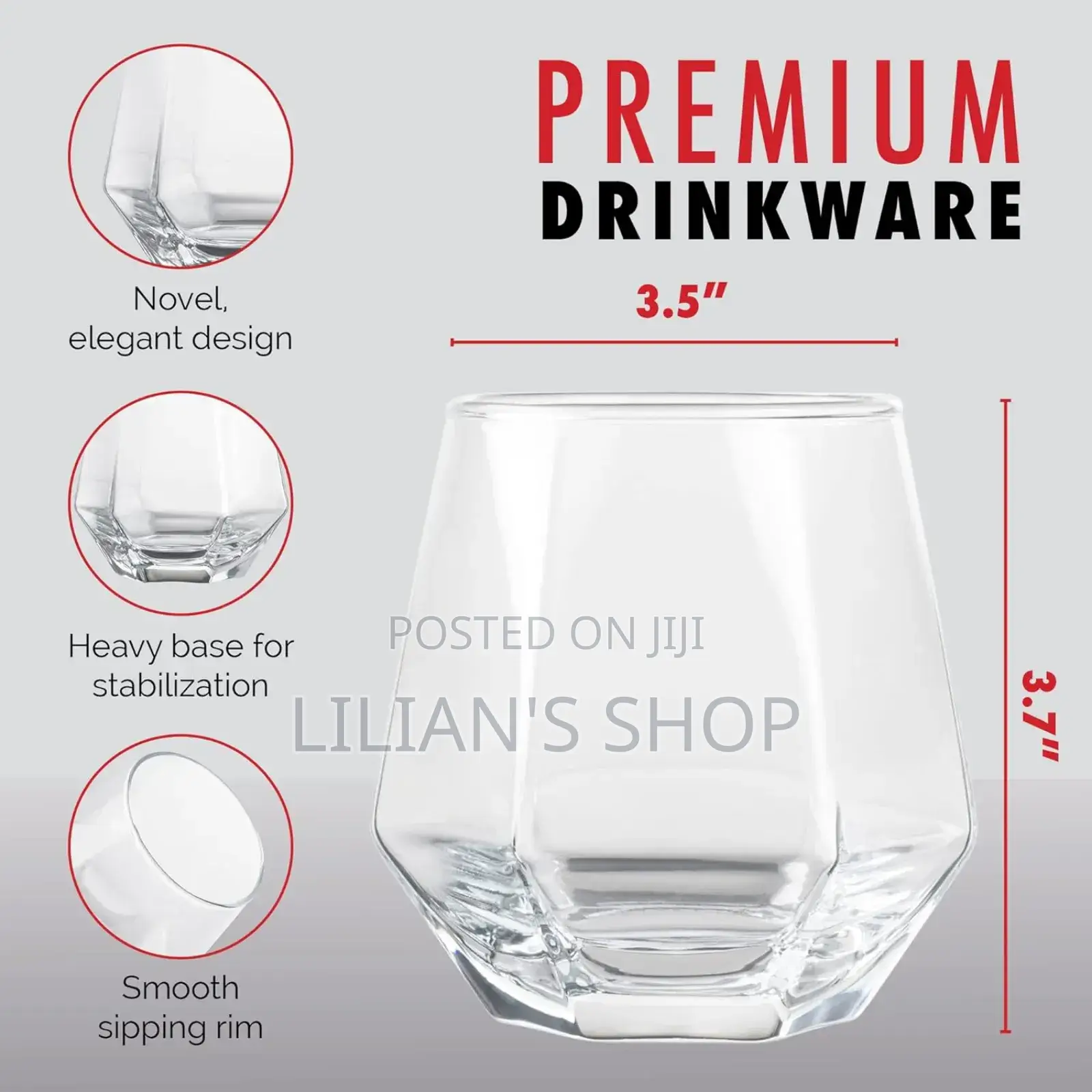 6pcs 310ml Diamond Whiskey Glasses