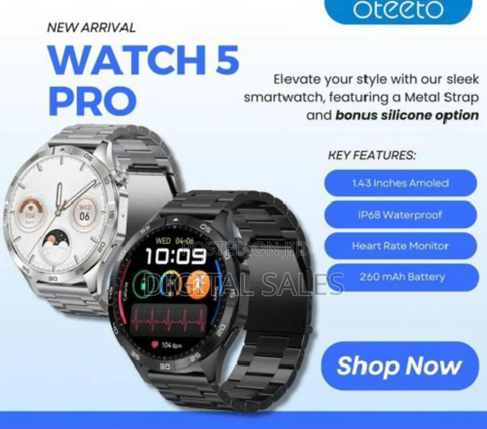 Oteeto Watch 5 Pro 1.43 Inch Amoled Display Smart Watch