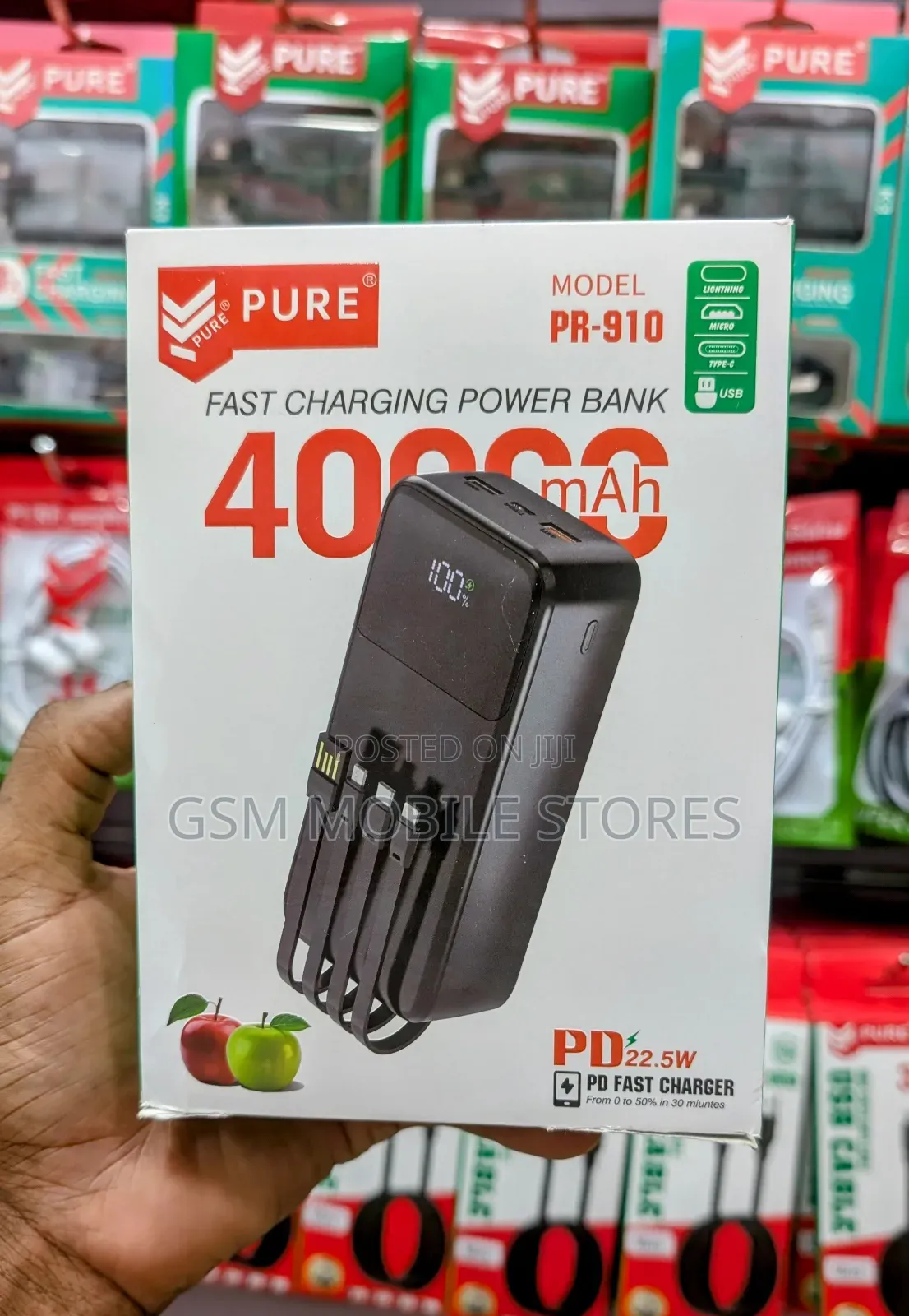 New Pure Pr-910 Series 40000mah Type C-C 22.5w Powerbank