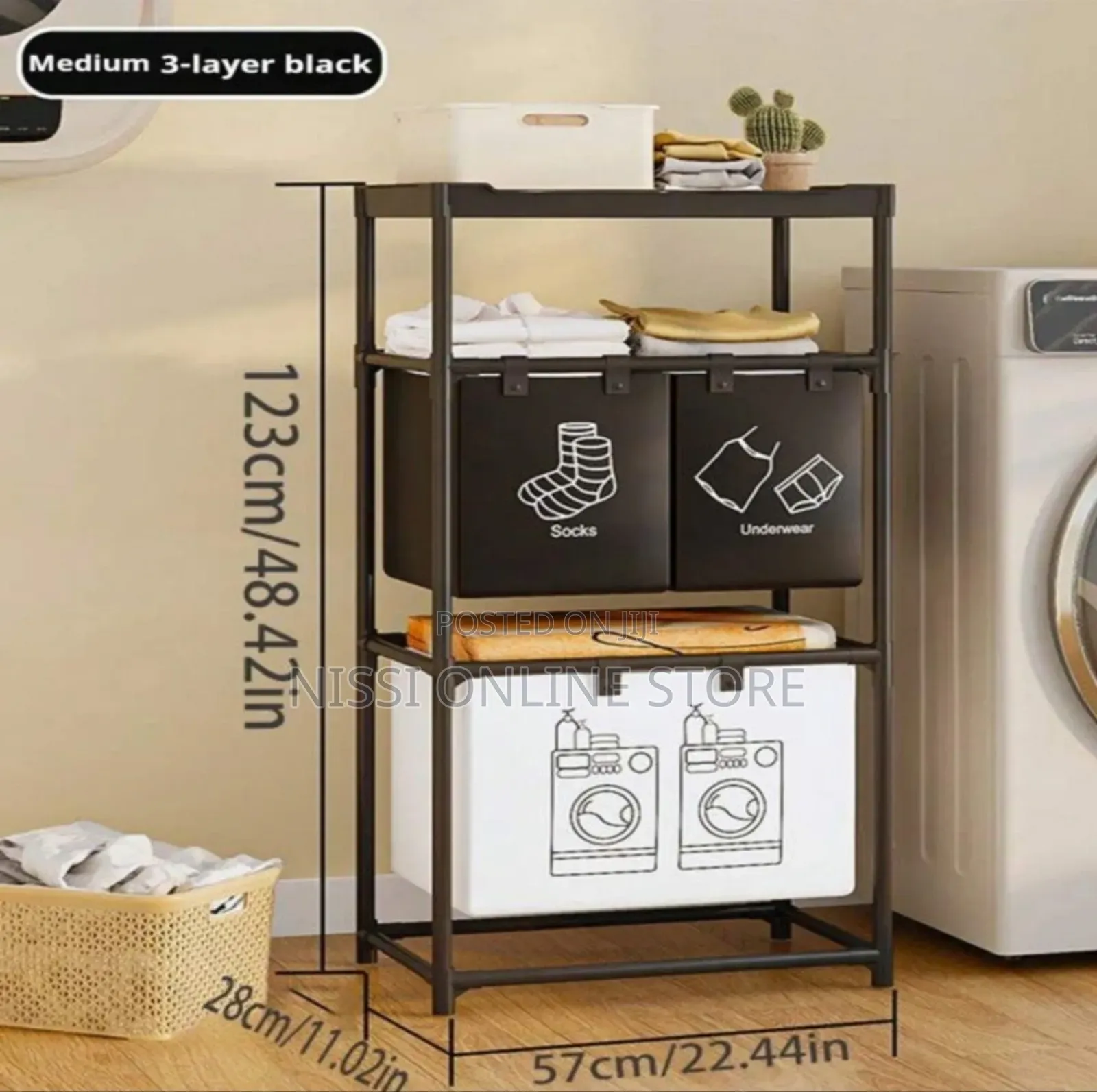 Multi Compartment Folding Multi Layer Laundry Basket