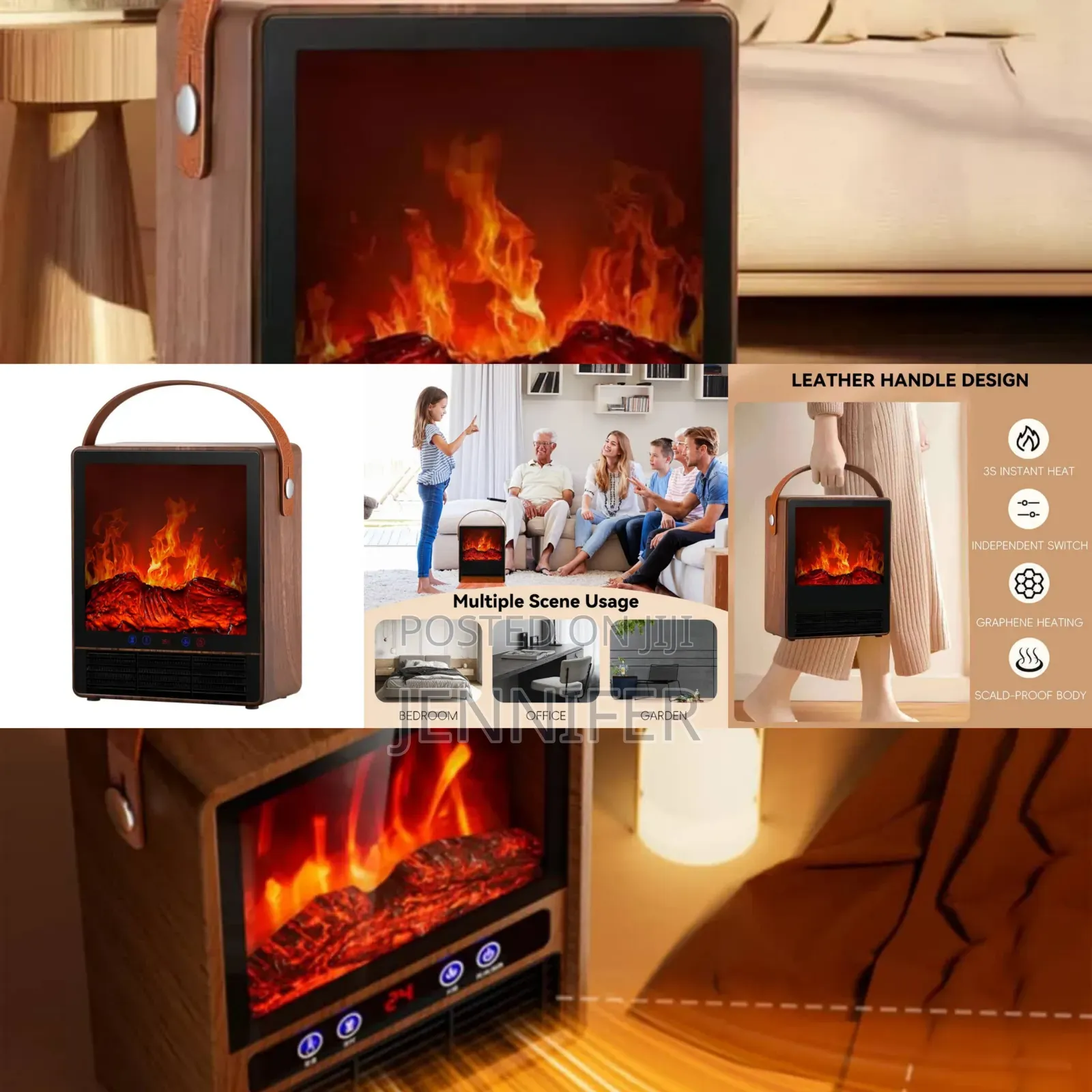 Powerful Electric Room Heater With Real 3d Fire Flame Effect