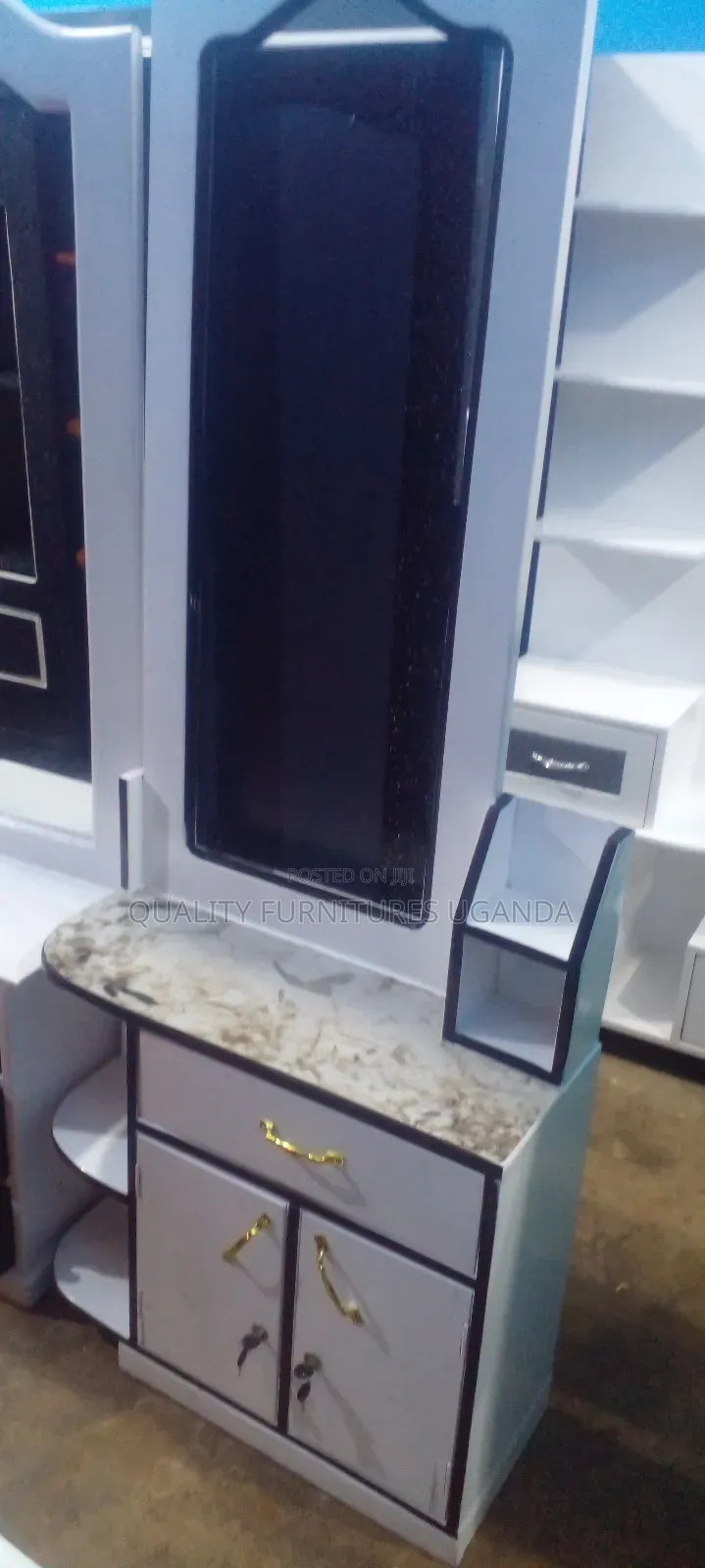 Marble Design White Tv Stand