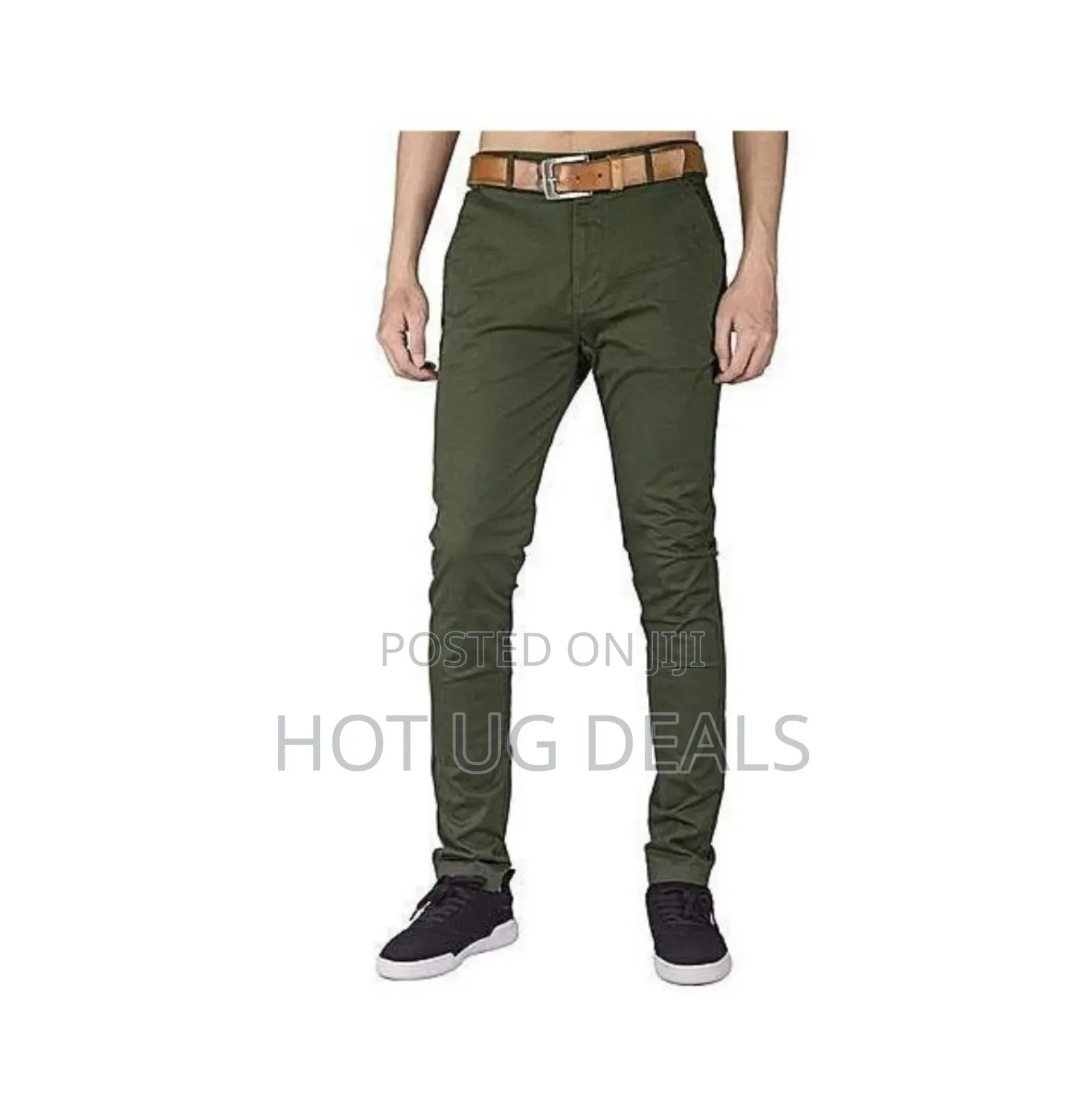 Men's Khaki Stretcher Trousers - Army Green