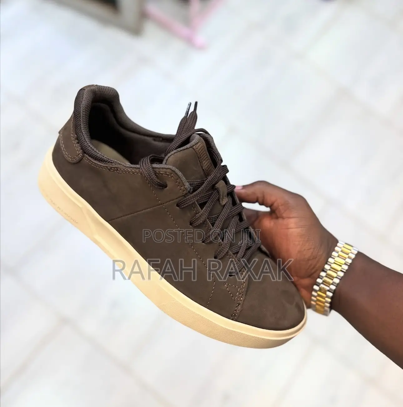Original Coffee Brown Cat Low Casual Leather Sneakers