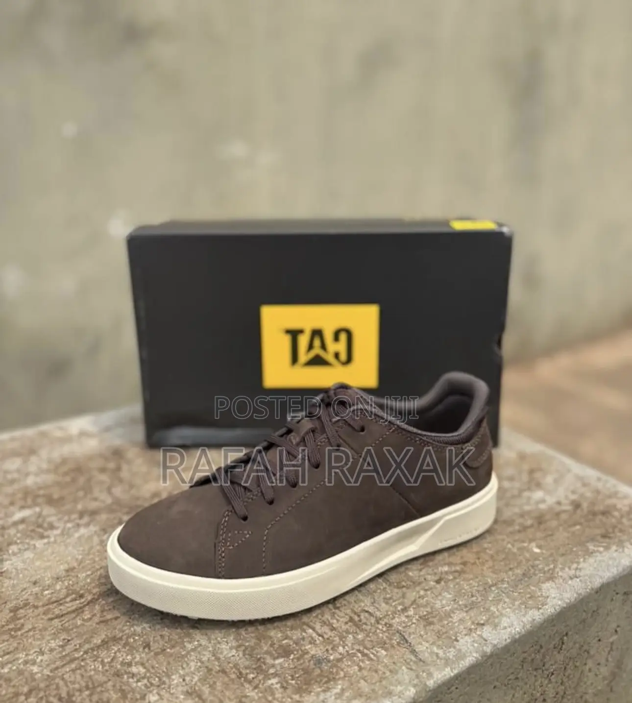 Original Men’S Dark Tan Cat Casual Leather Sneakers