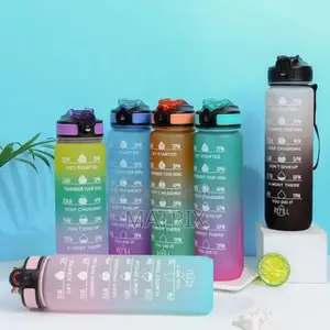 1l Time Marked Fitness Outdoor Frosted Water Bottle