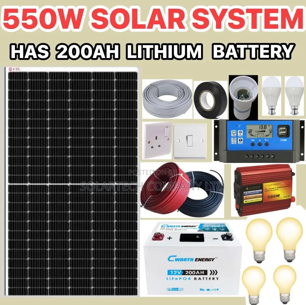 550w Lithium Battery Solar System Kit/ Over 10years Lifespan
