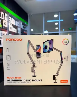 Porodo Multi-Joint Aluminum Desk Mount With RGB Light