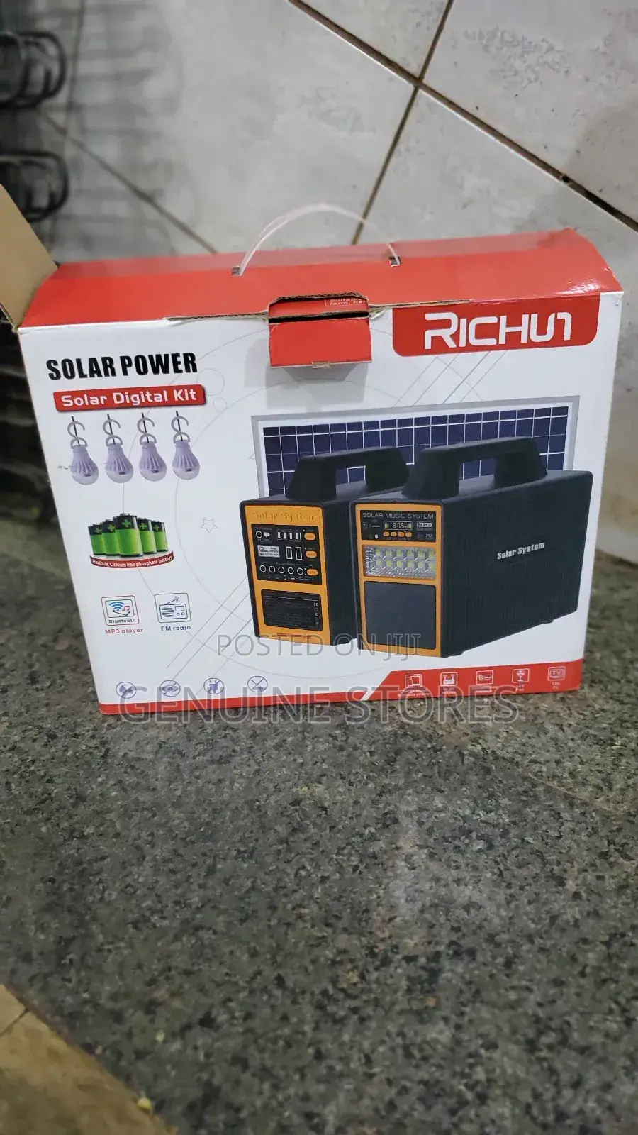 Solar Power Kit With 4 Bulbs, Battery, Fm Radio and Panel.