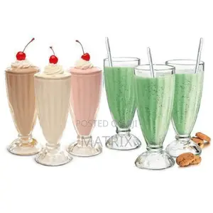 6 Pieces Set of Milk Shakes/Ice Cream Drinking Glasses