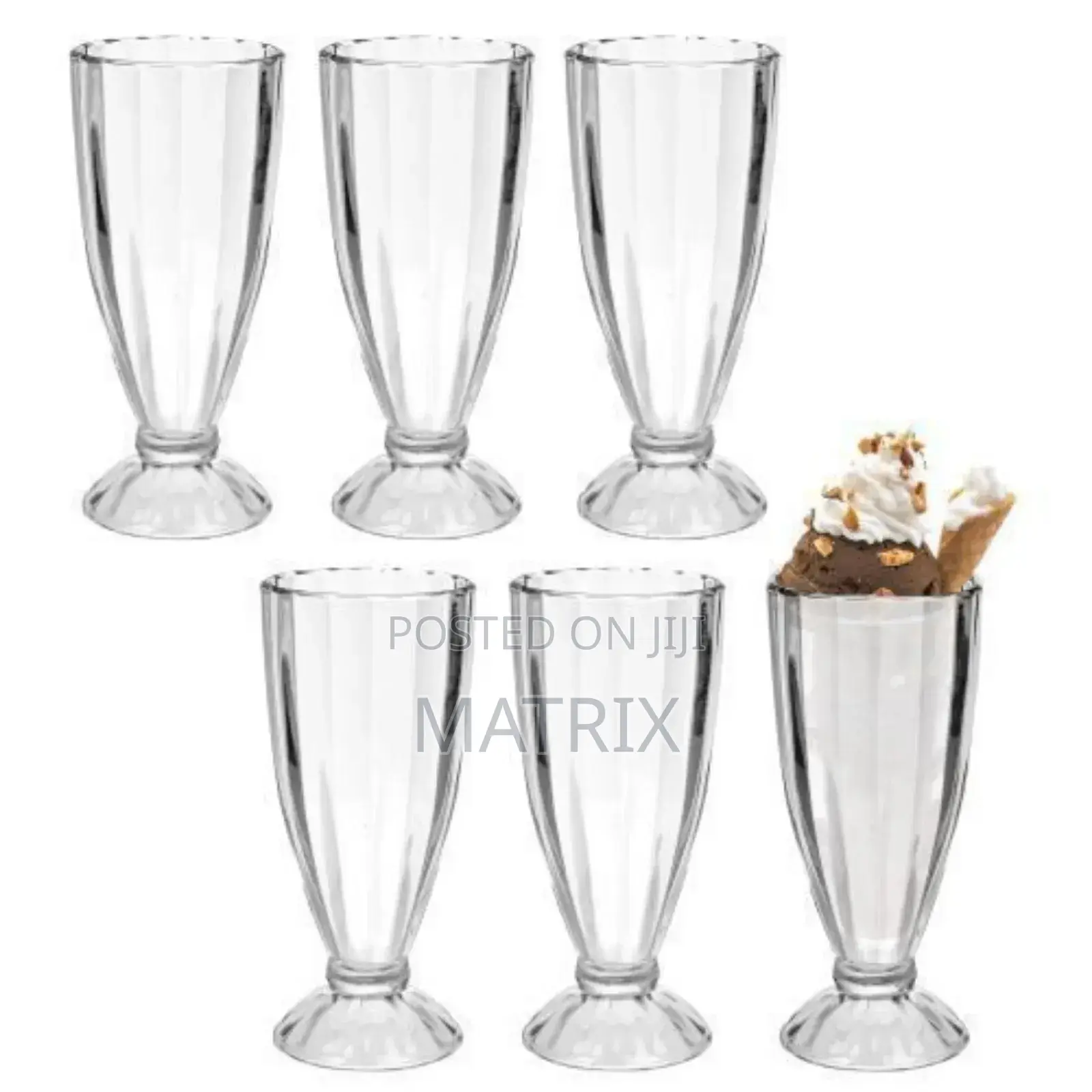 6 Pieces Set of Milk Shakes/Ice Cream Drinking Glasses