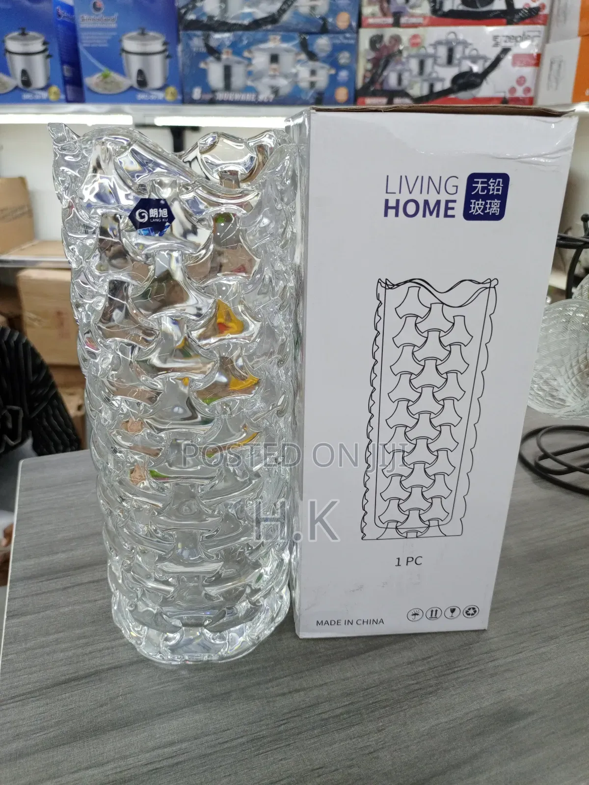 Vintage French Lady Victoria Large Crystal Flower Vase.