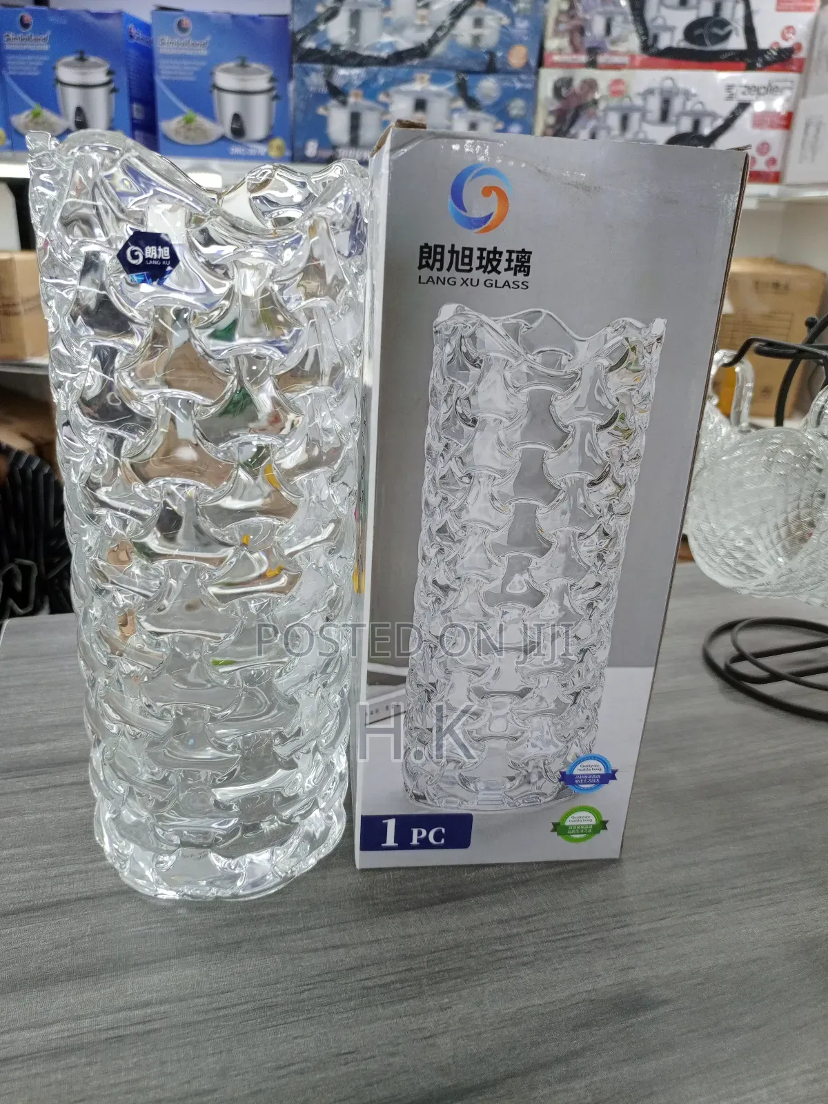Vintage French Lady Victoria Large Crystal Flower Vase.