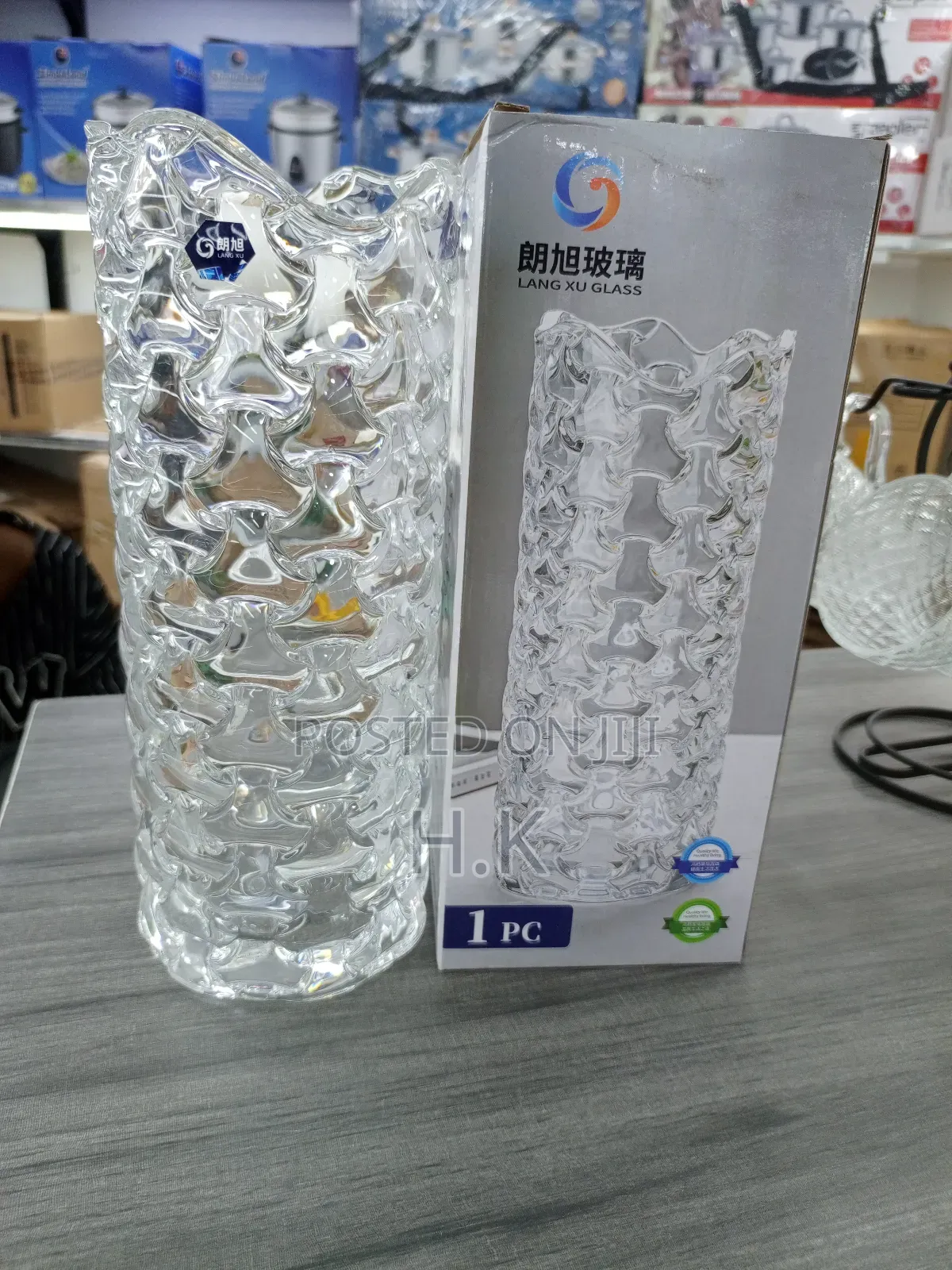 Vintage French Lady Victoria Large Crystal Flower Vase.