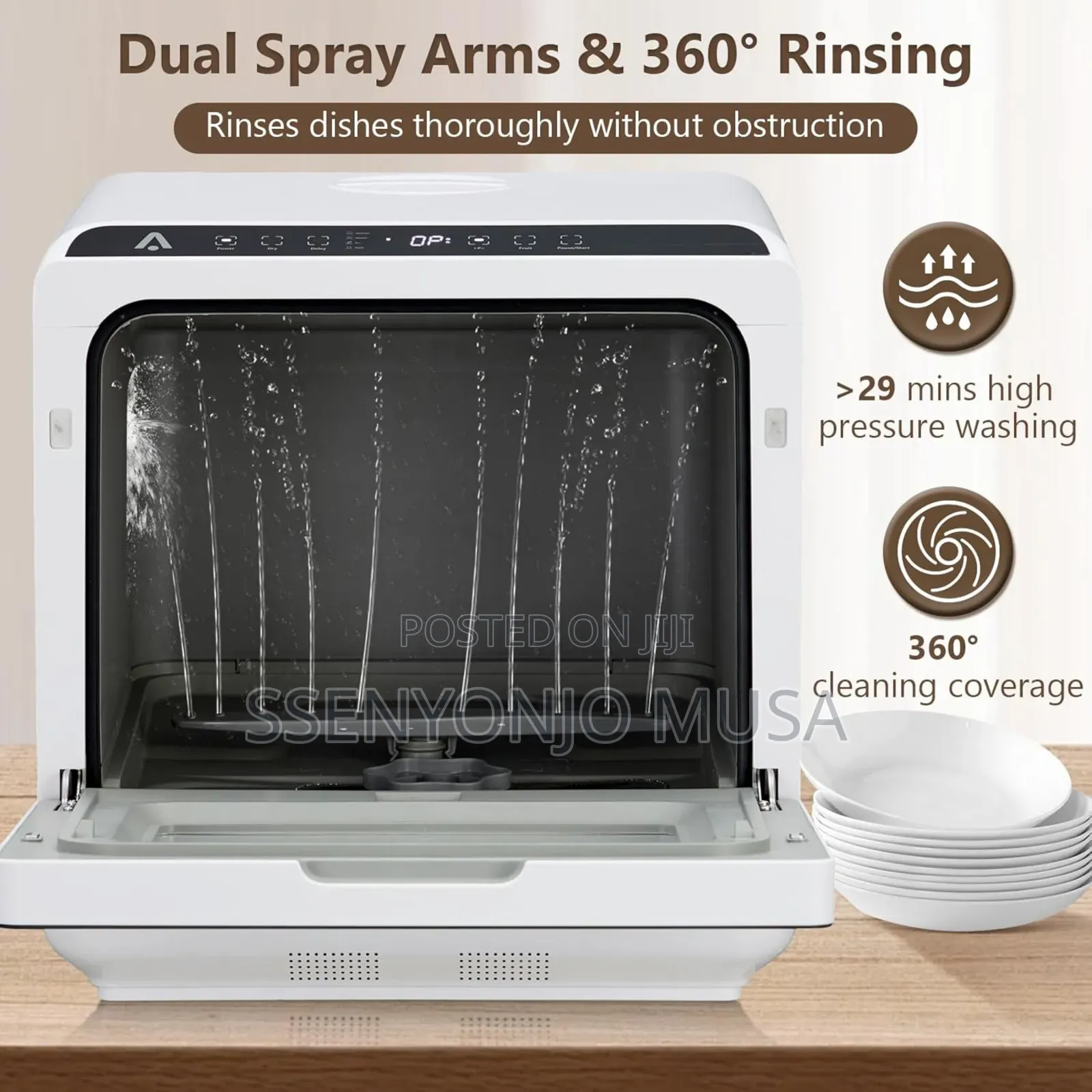 Portable Dishwasher Countertop With 5l Water Tank 5 Wash-