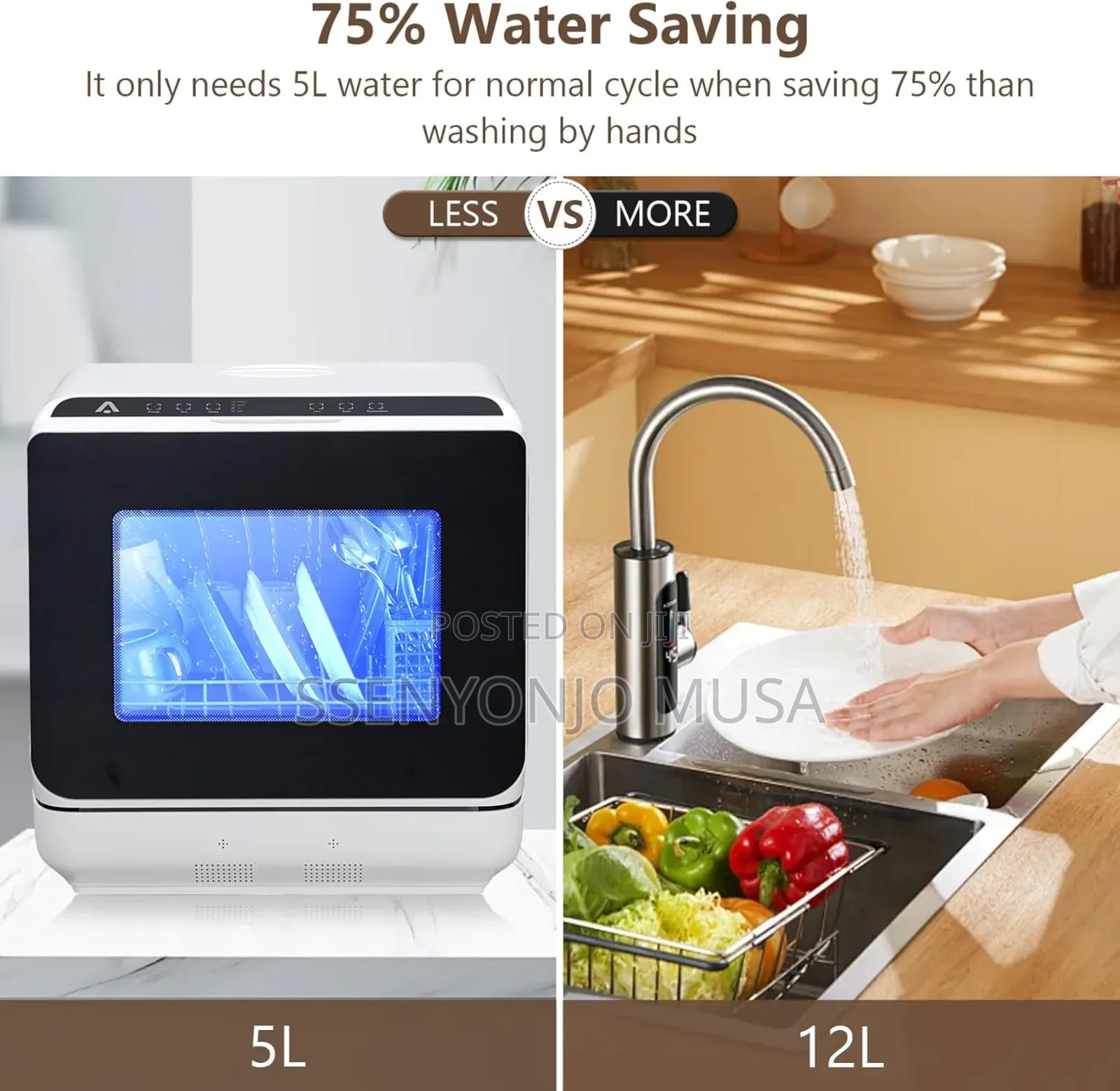 Portable Dishwasher Countertop With 5l Water Tank 5 Wash-