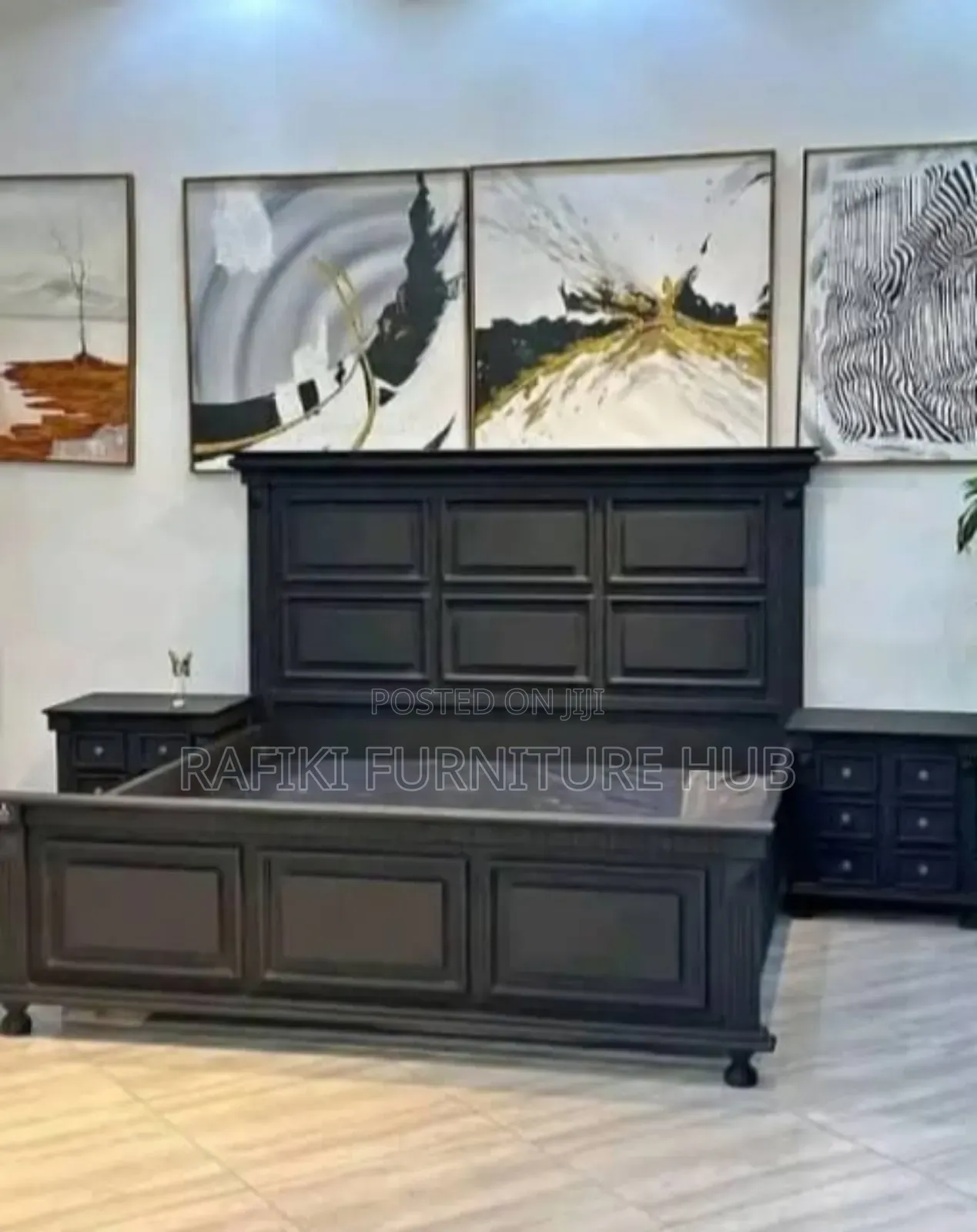 5by6 Black Bed With 2bedside Drawers