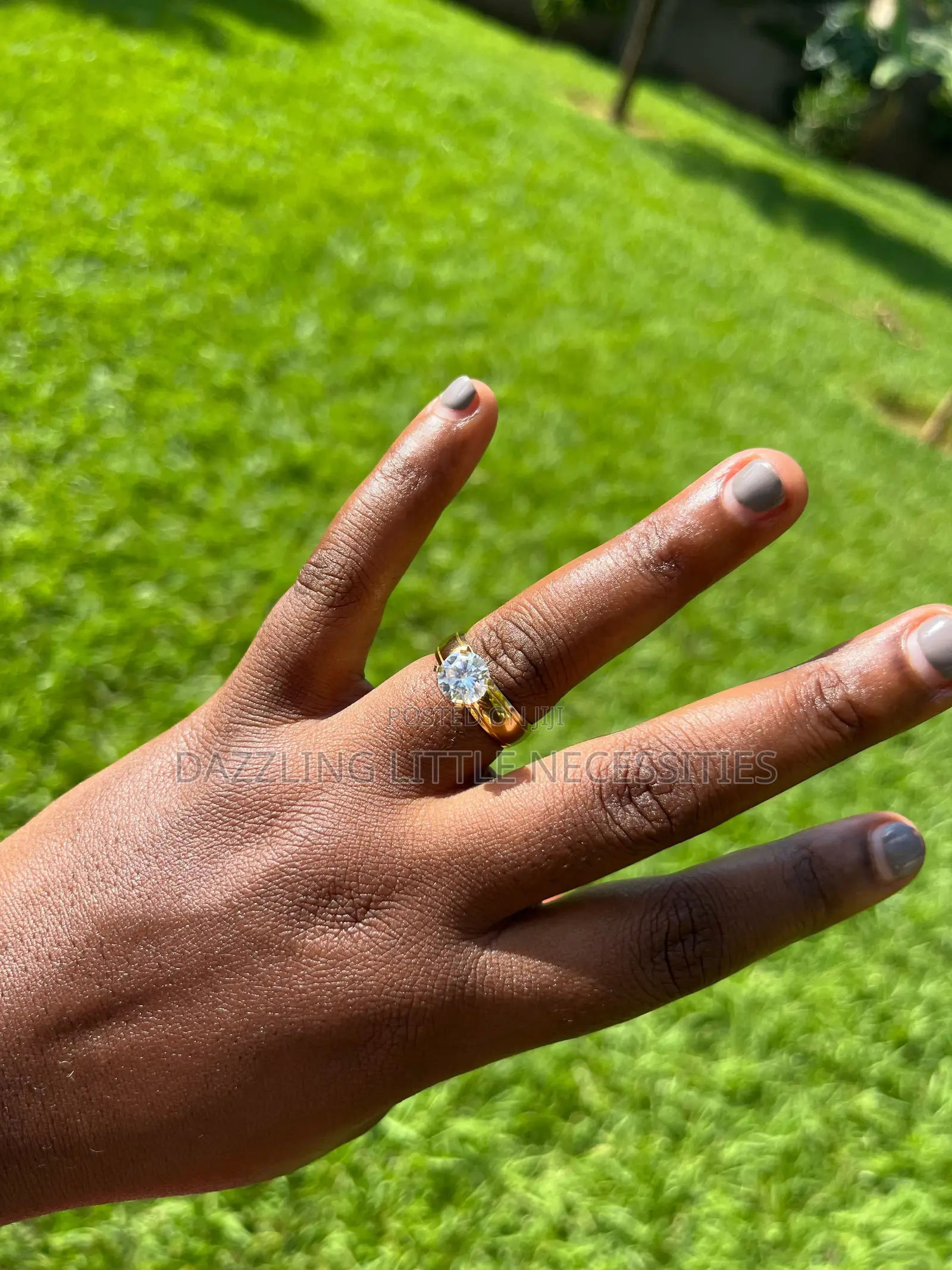 Cari Engagement Stainless Steel Ring - Size 18 (Gold)