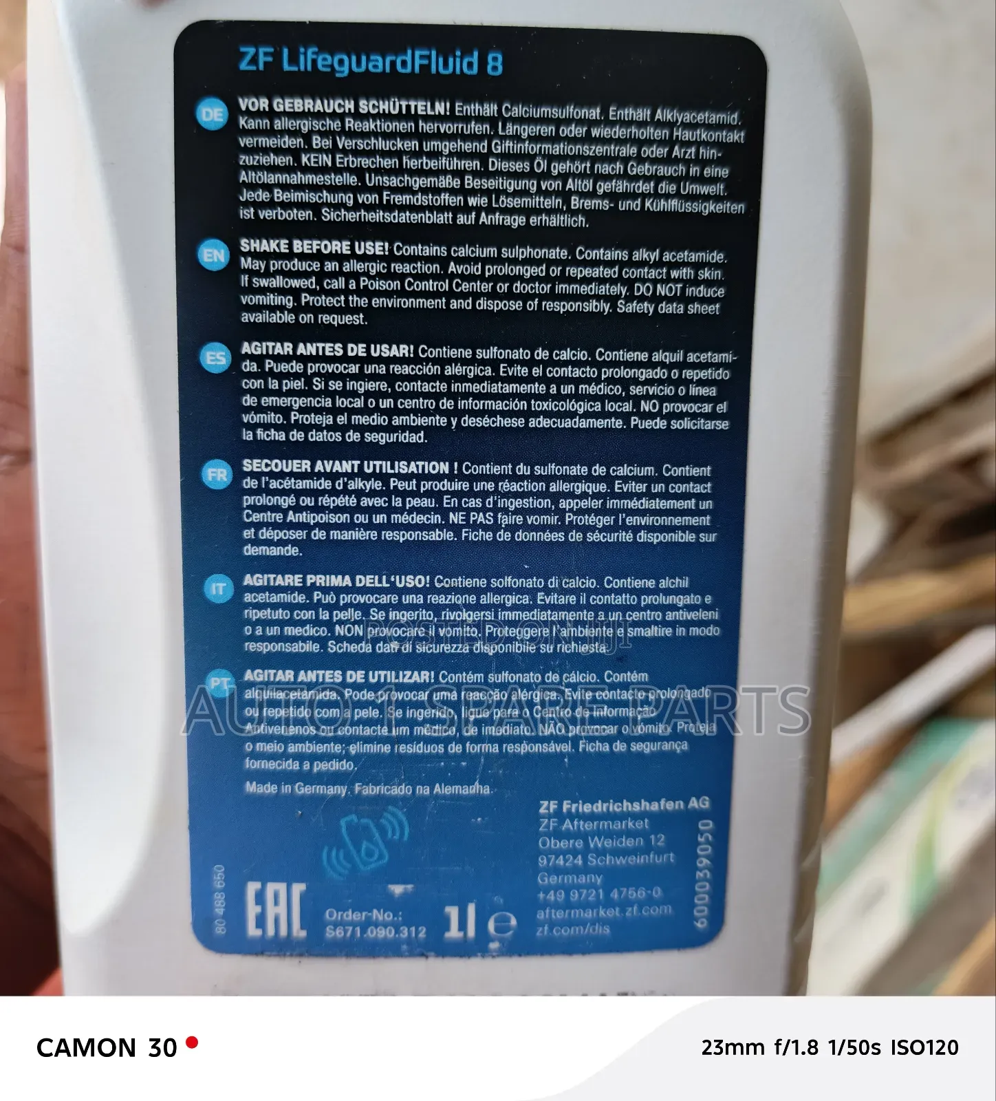 Zf Lifeguard Fluid 8 Automatic Transmission Oil