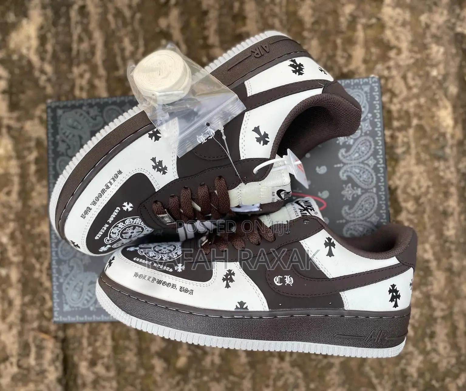 White/ Men’S Brown Nike Air Force 1 C Chrome Hearts Sneakers