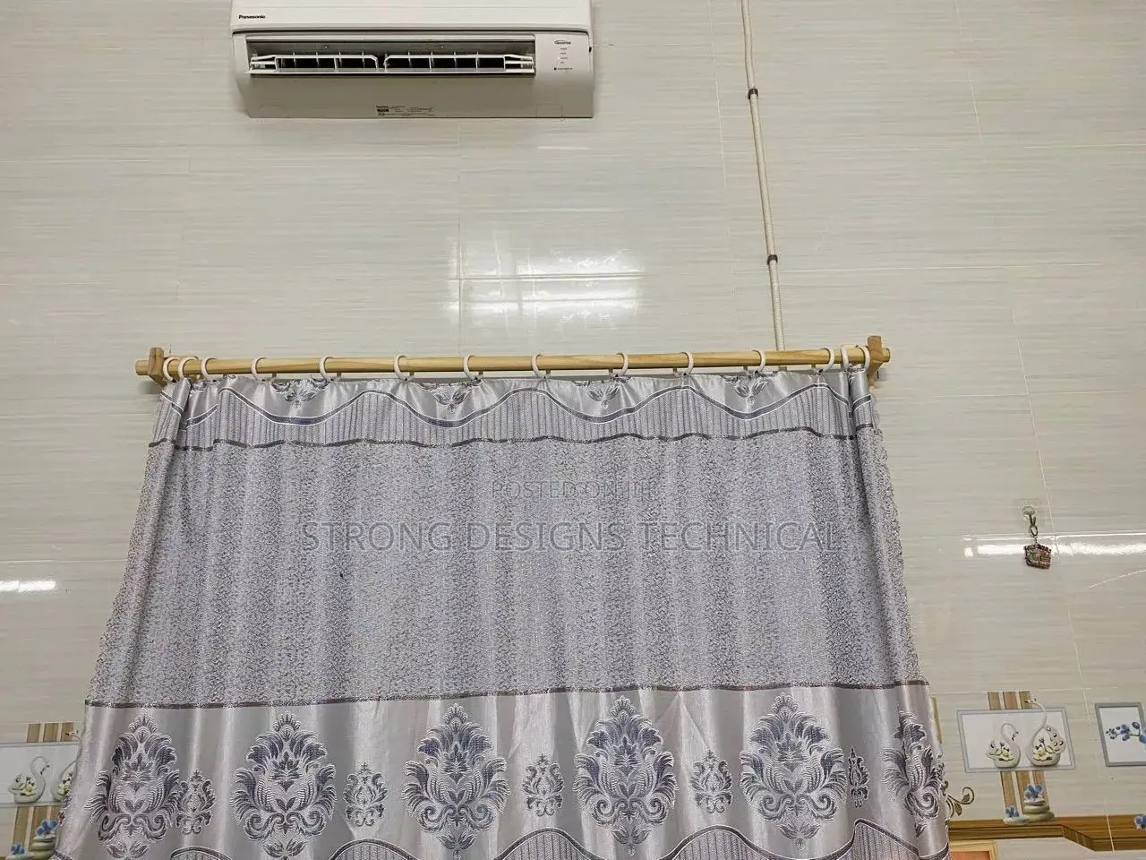 1 Meter Solid Wood Curtain Rods Natural Finish