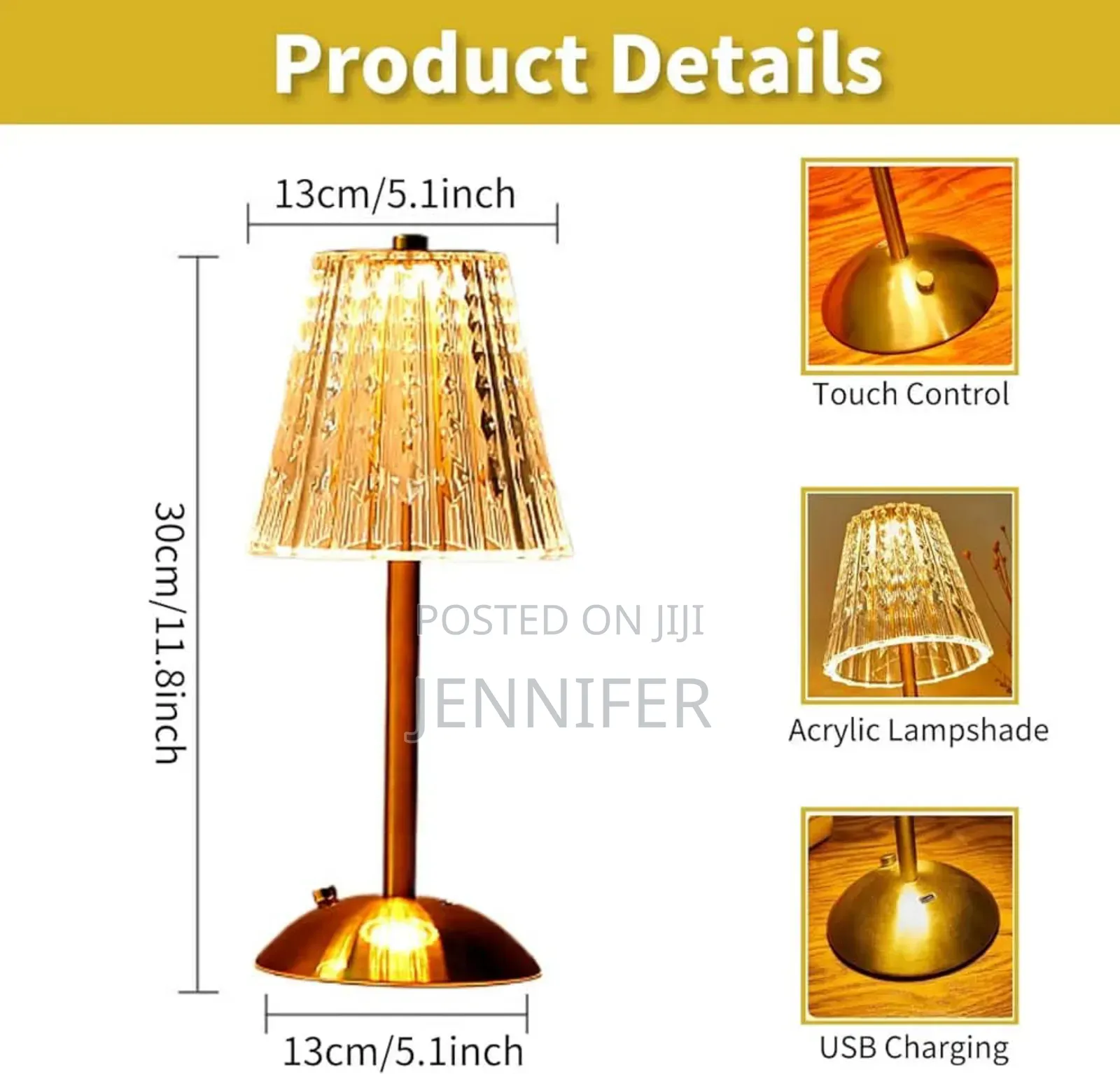 Crystal Touch Dimmable Table Lamp