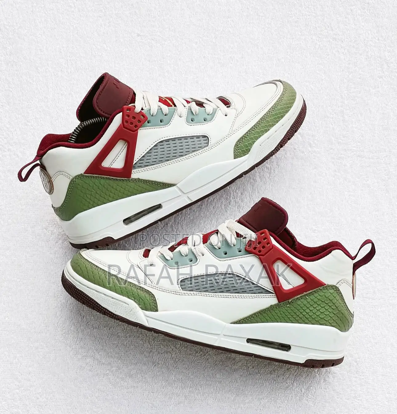 White/Olive Air Jordan Spezike Low Lunar New Year Sneakers