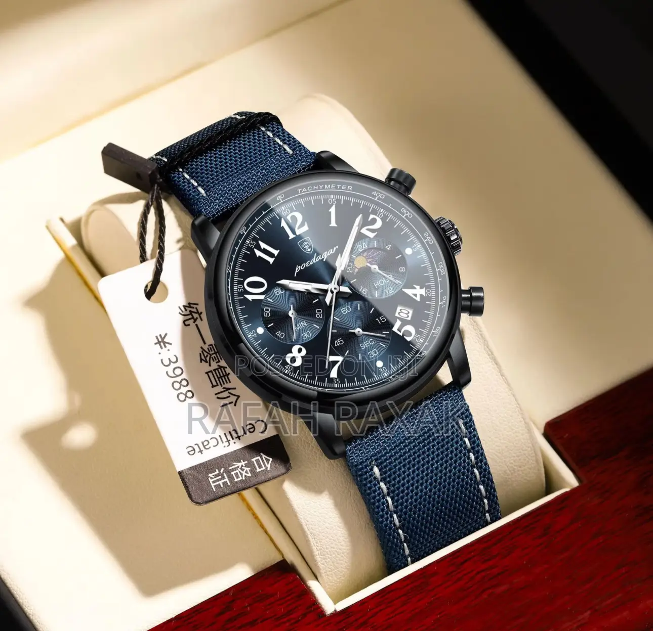 Classic Men’S Poedagar Blue Leather Watch