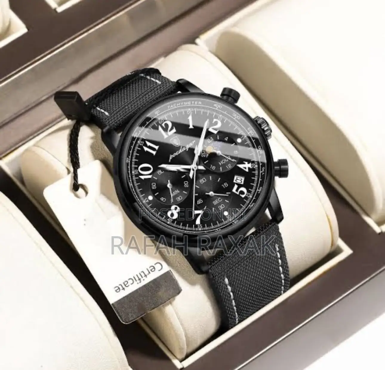 Original Black Poedagar Luxury Men’S Leather Tready Watch