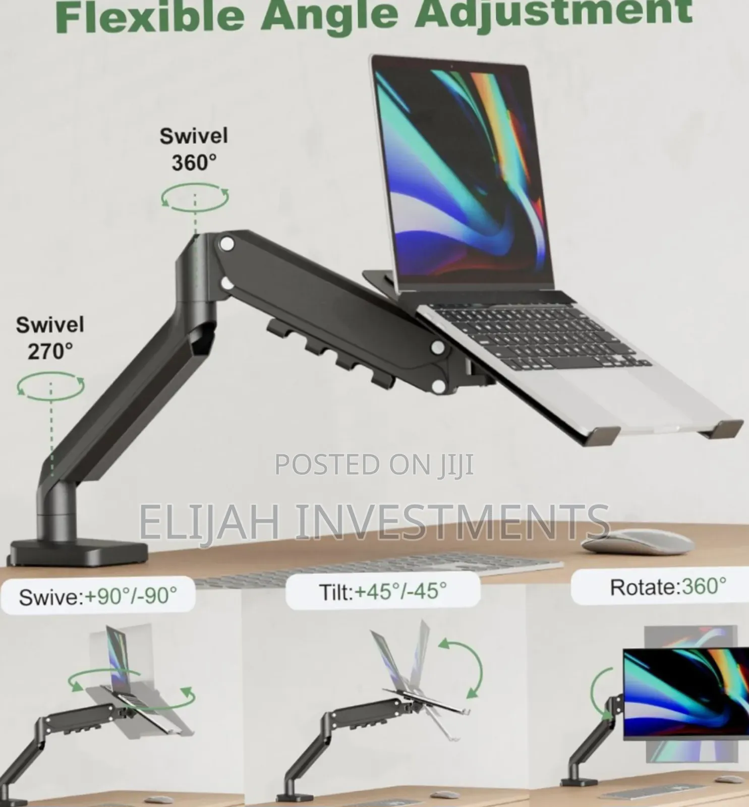 2in1 Adjustable Clippable Laptop Holder