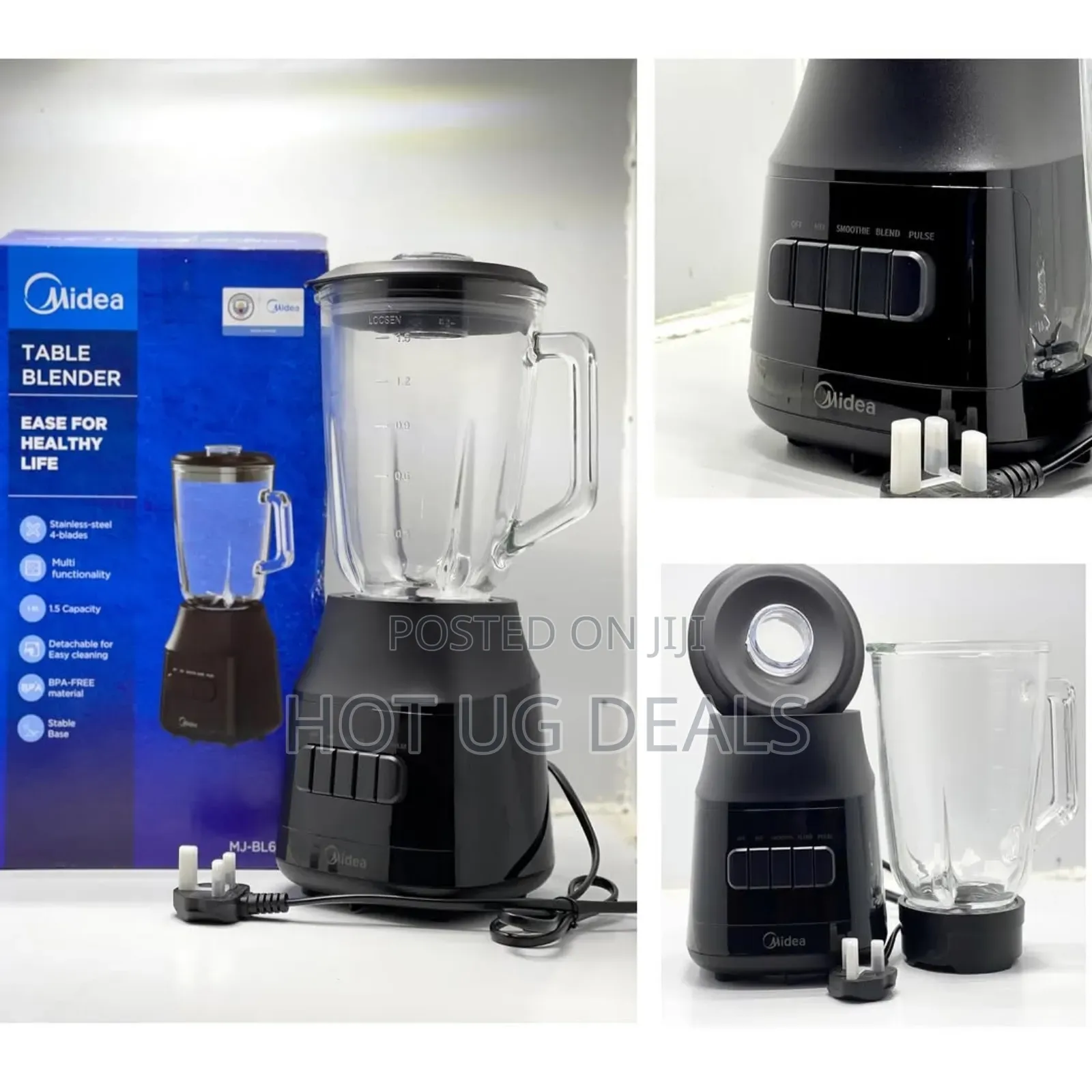 Midea 1.5l Electric Glas Jar Blender- Black