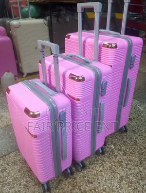 Pure Rubber Plastic Suitcases. Full Set.3pcs.( Pink)