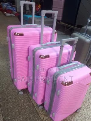 Pure Rubber Plastic Suitcases. Full Set.3pcs.( Pink)