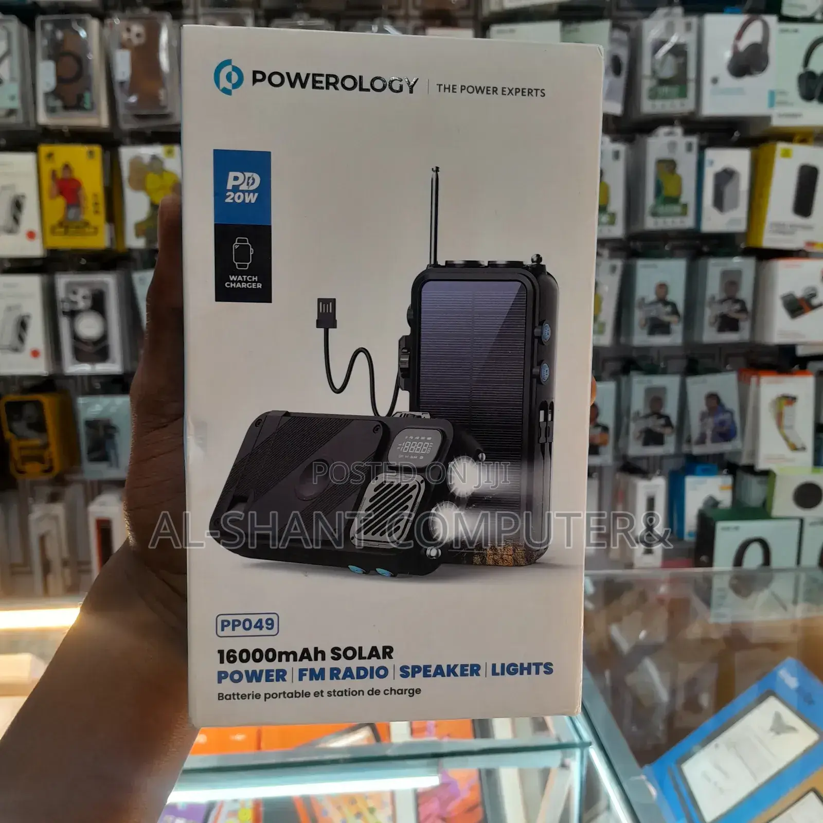 Powerology 16000mah Powerbank With Fm Radio/Solar Power Bank