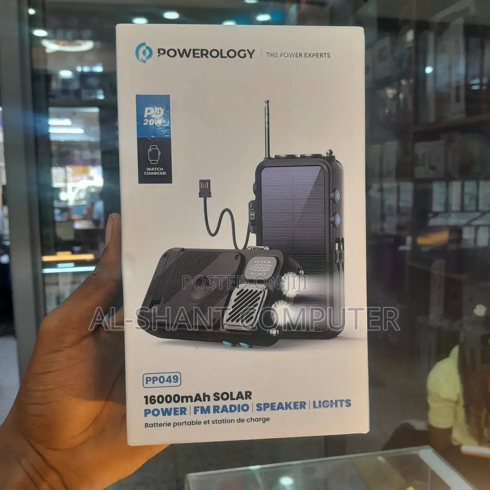 Powerology 16000mah Powerbank With Fm Radio/Solar Power Bank