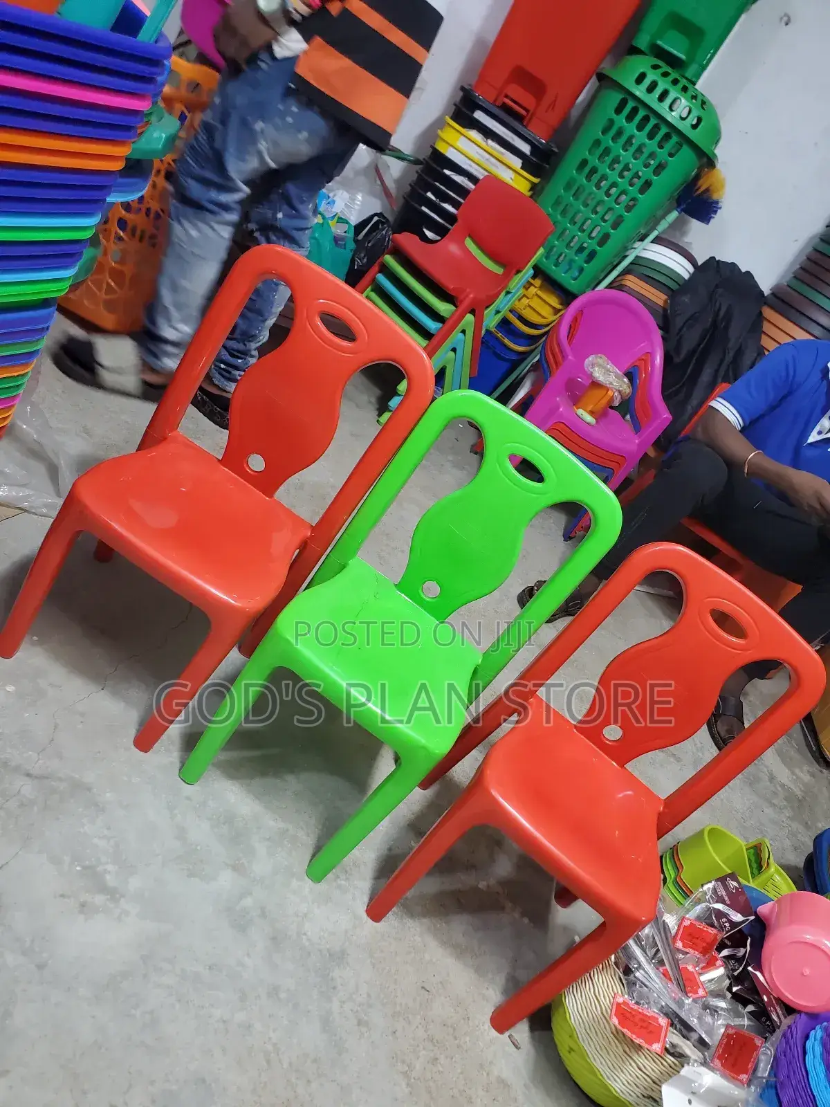 Red and Green Kids Plastic Chairs