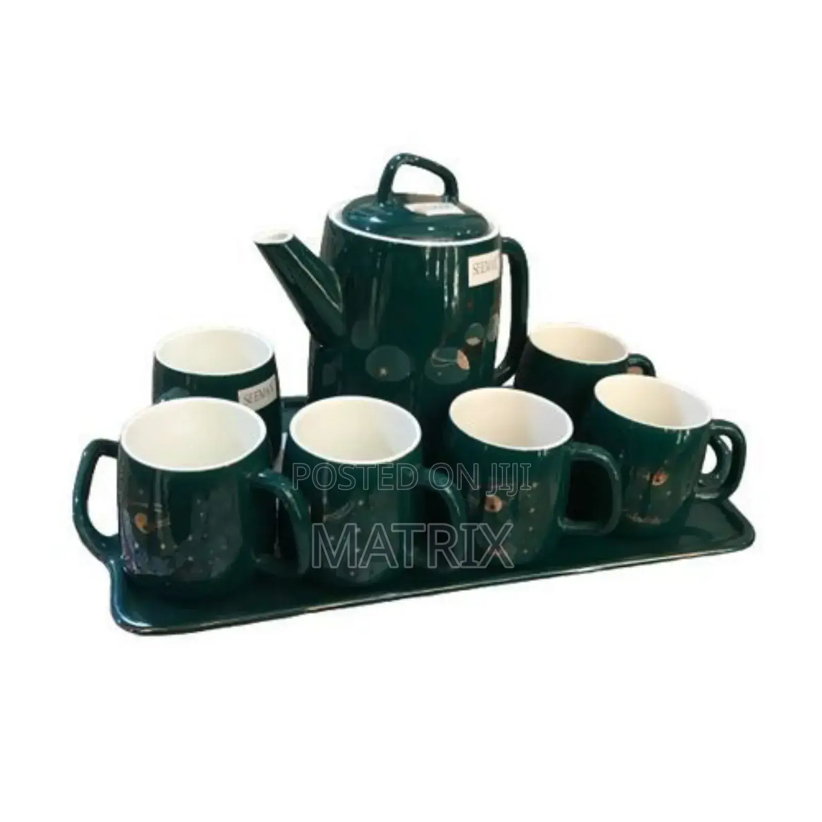 Ceramic Coffee Set of 8 Pcs, Tea/Coffee Cups, Tray Tea Pot