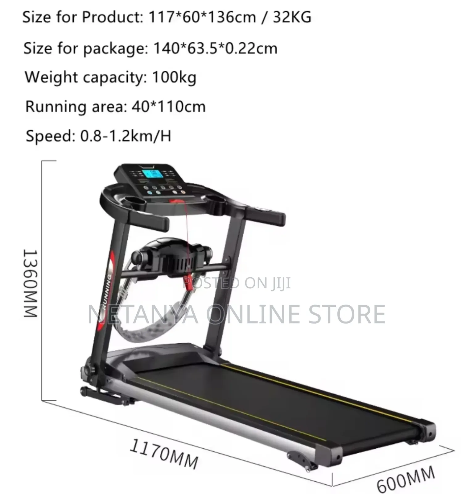 Electric Foldable Treadmill With 3 Height Adjustment