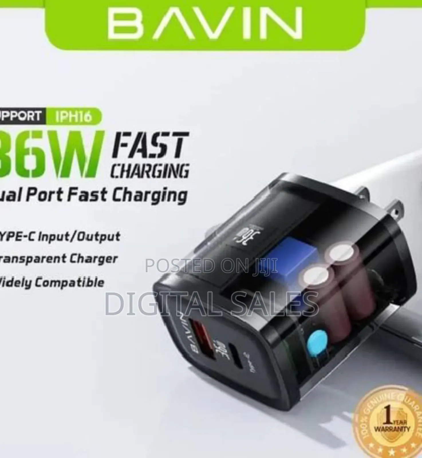 Bavin Transparent 36w Quick Charge 3.0 With Type C Usb
