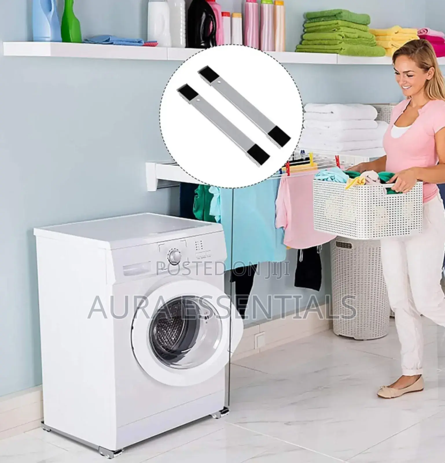 2pcs Universal Adjustmentable Fridge and Wash Machine Stands
