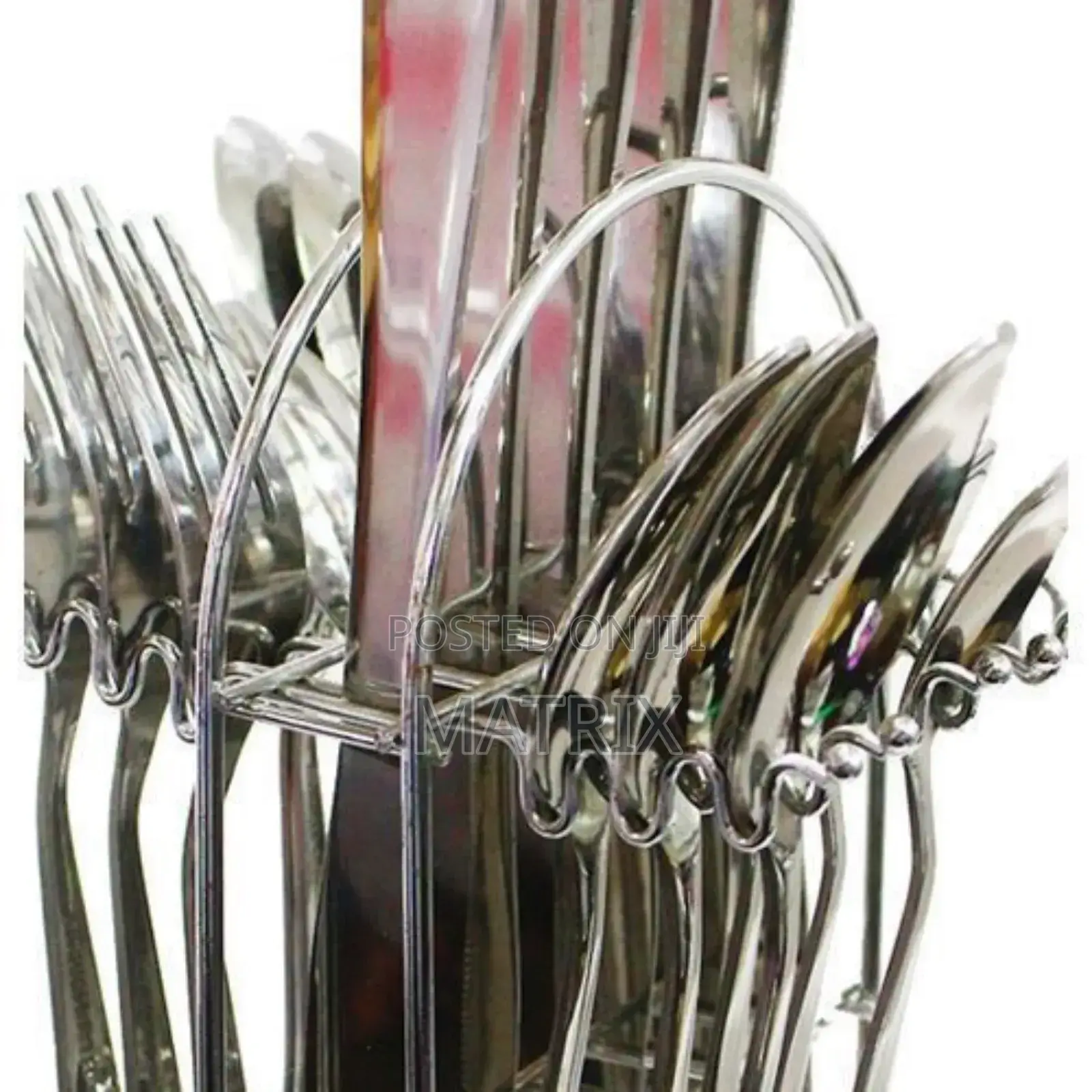 24 Pieces Stainless Steel Cutlery With a Stand - Silver