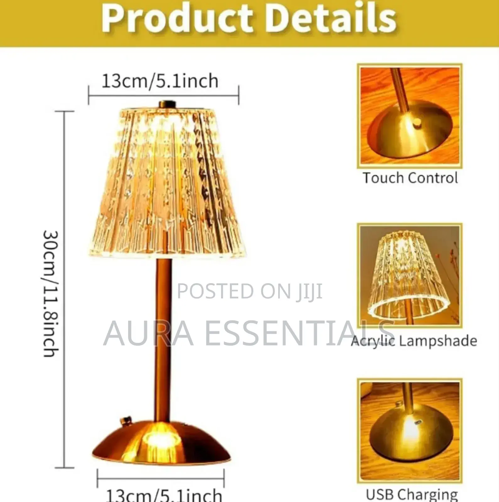 Nordic Crystal Rechargeable Table Lamp
